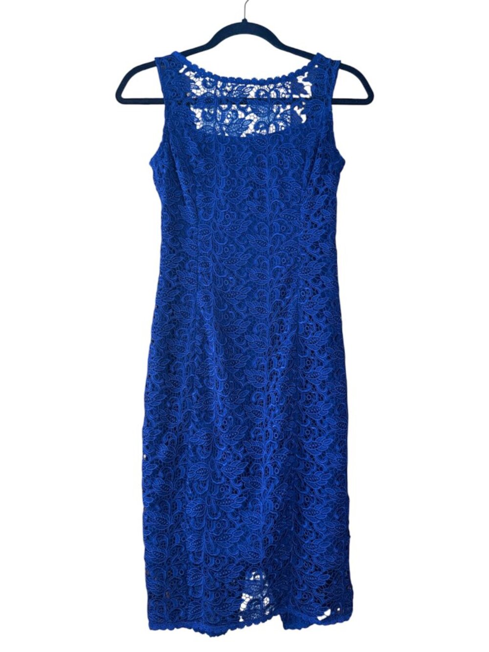 White House Black Market Lace Sheath Midi Dress Navy Women's Size 00 - Picture 4 of 9
